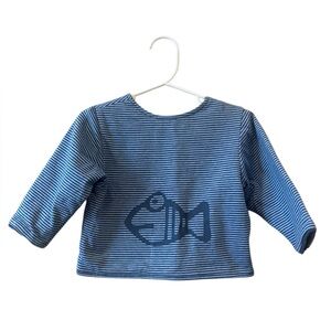 Magi Striped Fish Graphic Sweatshirt Top Nautical Coastal Boys Girls 12 Months